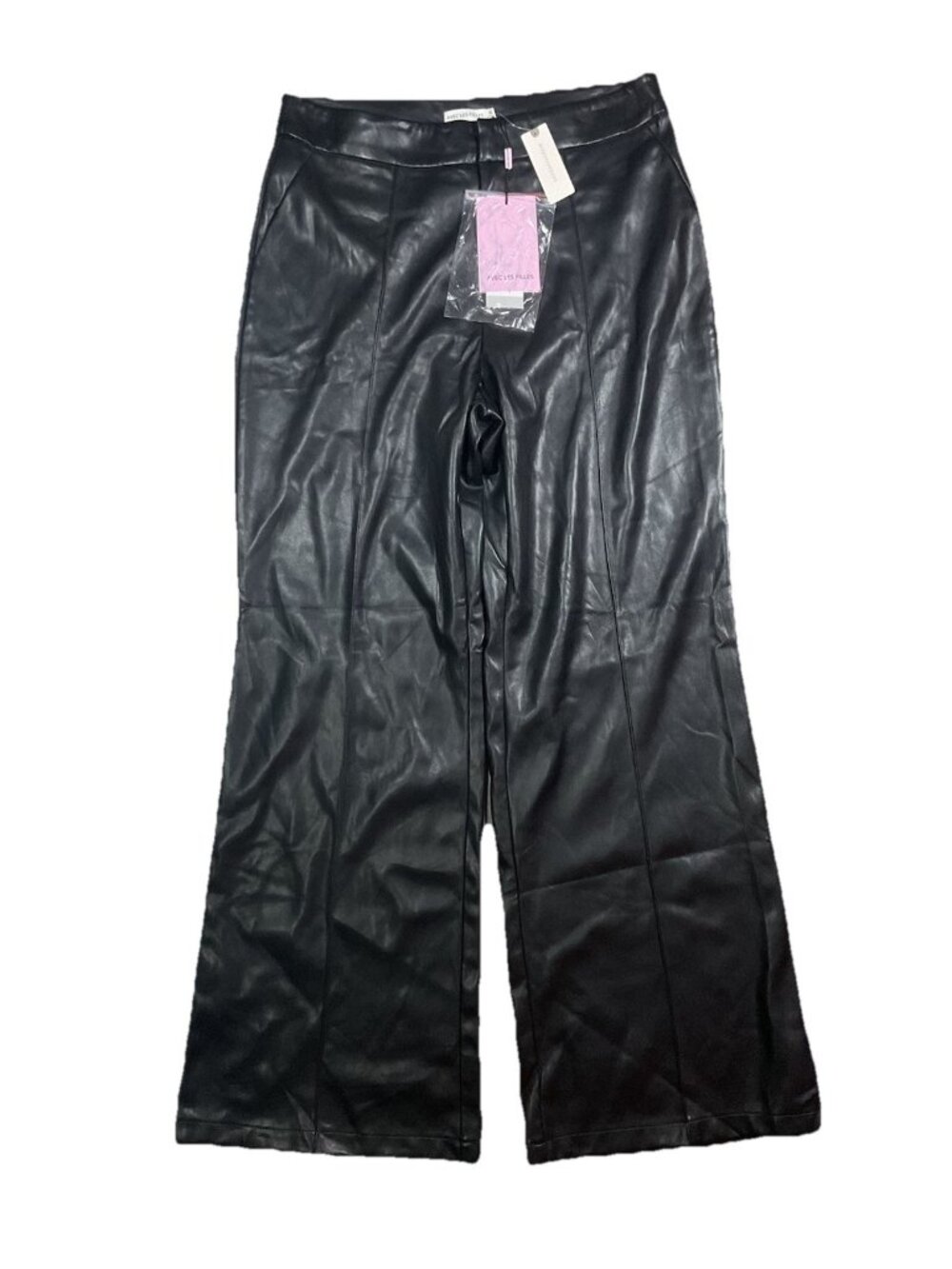 NEW $140 Avec les Filles faux leather pants Biker BLK XL Wide Leg Anthropologie